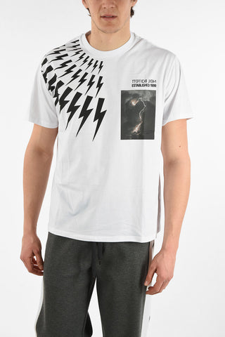 POP UP COLLECTION T-Shirt Girocollo THUNDERBOLT HALF FAIRISLE in Cotone