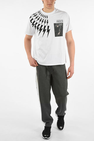 POP UP COLLECTION T-Shirt Girocollo THUNDERBOLT HALF FAIRISLE in Cotone