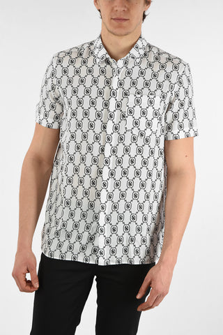Camicia Collo Francese ALL-OVER MONOGRAM a Manica Corta con Taschino