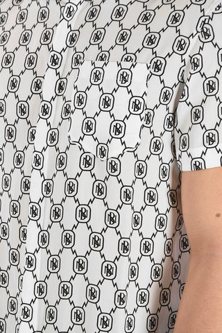Camicia Collo Francese ALL-OVER MONOGRAM a Manica Corta con Taschino