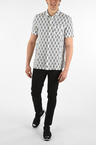 Camicia Collo Francese ALL-OVER MONOGRAM a Manica Corta con Taschino