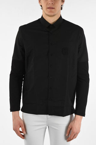 Camicia MONOGRAM BADGE in Cotone e Lino con Tasca a Toppa e Dettaglio Ricamato