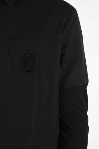 Camicia MONOGRAM BADGE in Cotone e Lino con Tasca a Toppa e Dettaglio Ricamato