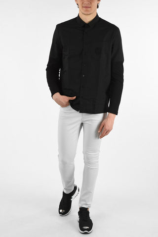 Camicia MONOGRAM BADGE in Cotone e Lino con Tasca a Toppa e Dettaglio Ricamato