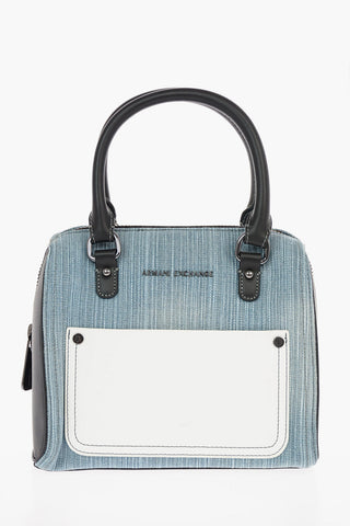 ARMANI EXCHANGE Denim Bowler Bag With Removable Shoulder