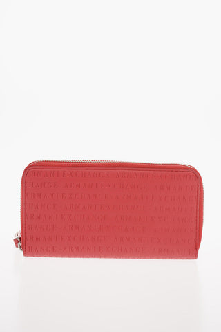 ARMANI EXCHANGE All Over Logo-Embroidered Ecoleather Wallet with Zip Closure