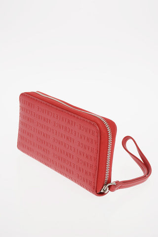 ARMANI EXCHANGE All Over Logo-Embroidered Ecoleather Wallet with Zip Closure