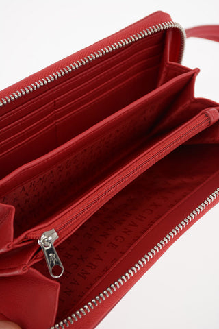 ARMANI EXCHANGE All Over Logo-Embroidered Ecoleather Wallet with Zip Closure