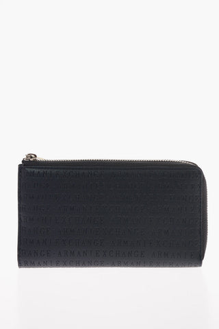 ARMANI EXCHANGE All Over Logo Ecoleather Wallet with Zip Closure