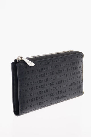ARMANI EXCHANGE All Over Logo Ecoleather Wallet with Zip Closure
