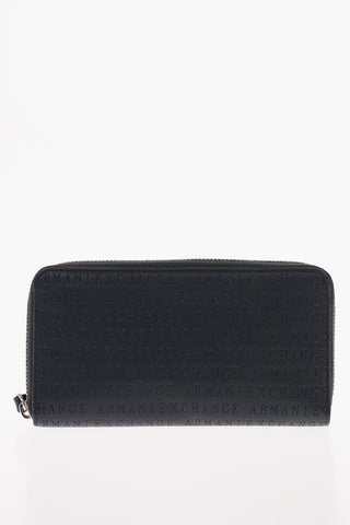 ARMANI EXCHANGE All Over Logo Ecoleather Wallet with Zip Closure