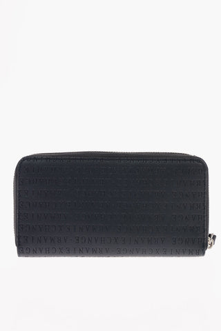 ARMANI EXCHANGE All Over Logo Ecoleather Wallet with Zip Closure