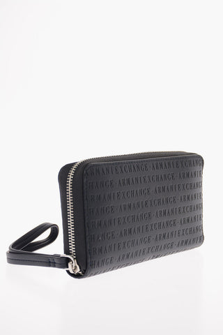 ARMANI EXCHANGE All Over Logo Ecoleather Wallet with Zip Closure