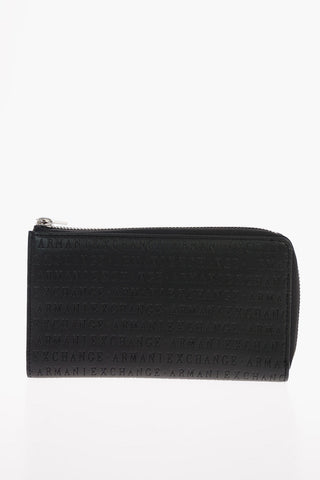 ARMANI EXCHANGE All Over Logo Ecoleather Wallet with Zip Closure