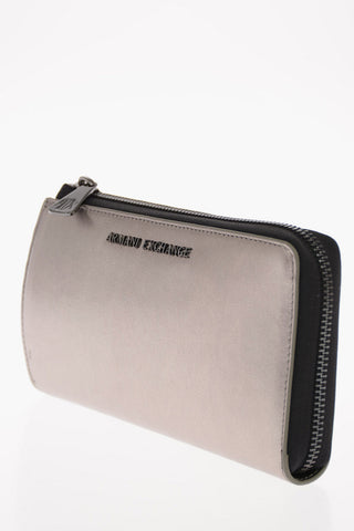 ARMANI EXCHANGE  Silver Laminated Ecoleather Wallet