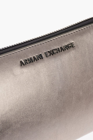 ARMANI EXCHANGE  Silver Laminated Ecoleather Wallet