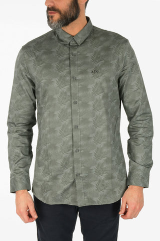 ARMANI EXCHANGE Classic Collar Leaf -Print Shirt