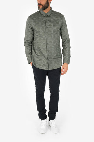 ARMANI EXCHANGE Classic Collar Leaf -Print Shirt