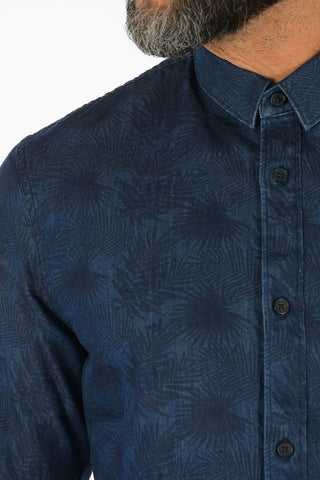 ARMANI EXCHANGE Classic Collar Leaf-Print Shirt