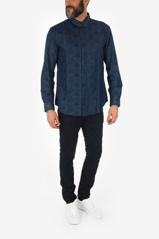 ARMANI EXCHANGE Classic Collar Leaf-Print Shirt