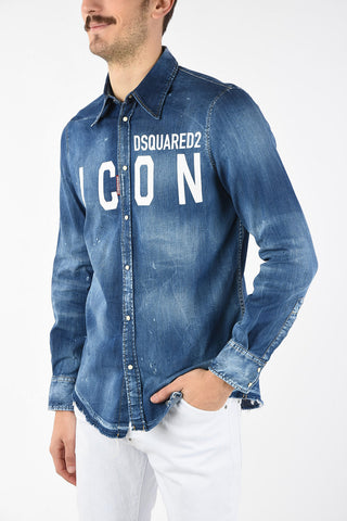 ICON Snap Button Stone Washed Denim Shirt