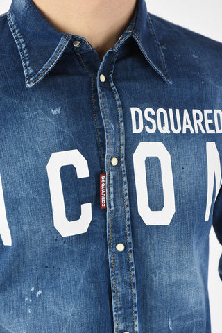 ICON Snap Button Stone Washed Denim Shirt