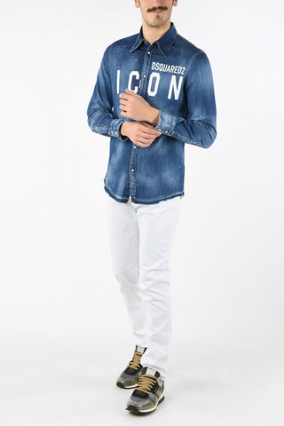 ICON Snap Button Stone Washed Denim Shirt
