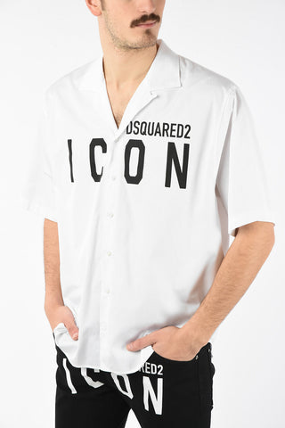 ICON Logo-print Popeline Shirt with Short Sleeve