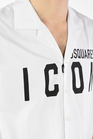 ICON Logo-print Popeline Shirt with Short Sleeve