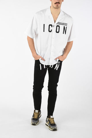 ICON Logo-print Popeline Shirt with Short Sleeve
