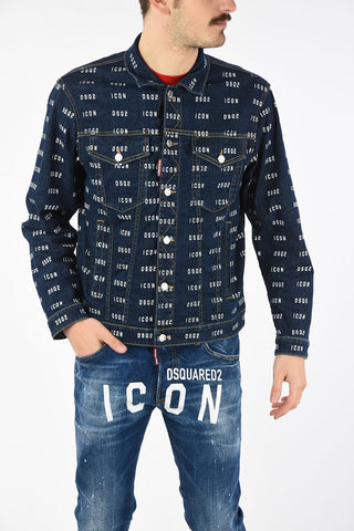 ICON Giubbotto in Denim con Stampa Logo
