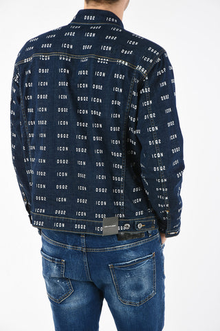 ICON Giubbotto in Denim con Stampa Logo