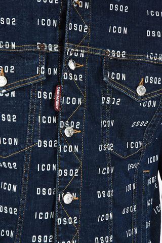 ICON Giubbotto in Denim con Stampa Logo