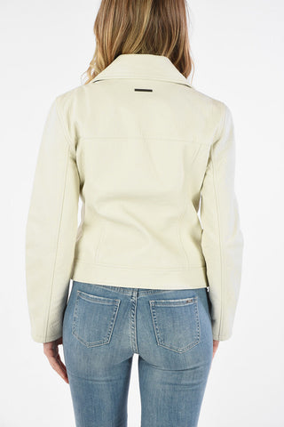 ARMANI EXCHANGE Leather Biker Jacket with Lace-Up Detail
