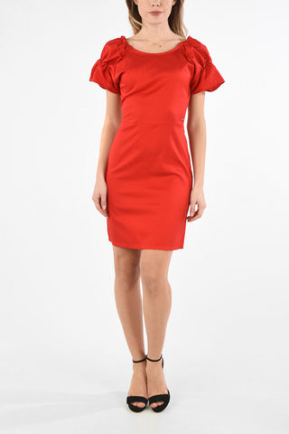 ARMANI EXCHANGE Puffed Sleeve Mini Bodycon Dress with Zip Back Closure