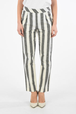 ARMANI EXCHANGE Pantalone a Righe in Cotone e Lino a Vita Regolare