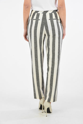 ARMANI EXCHANGE Pantalone a Righe in Cotone e Lino a Vita Regolare