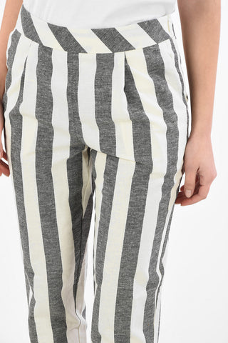 ARMANI EXCHANGE Pantalone a Righe in Cotone e Lino a Vita Regolare
