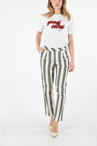 ARMANI EXCHANGE Pantalone a Righe in Cotone e Lino a Vita Regolare