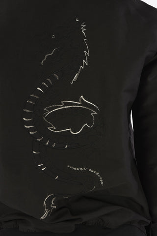 ARMANI EXCHANGE Dragon Embroidery Back Bomber With Snap Buttons