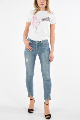ARMANI EXCHANGE Jeans Skinny Fit J19 con Spacco alla Caviglia e Borchie