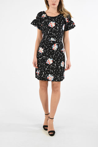 ARMANI EXCHANGE Floral-Print Bodycon Dress with Puffed Sleeve