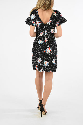 ARMANI EXCHANGE Floral-Print Bodycon Dress with Puffed Sleeve