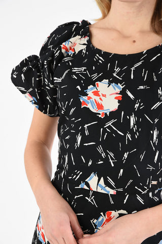 ARMANI EXCHANGE Floral-Print Bodycon Dress with Puffed Sleeve