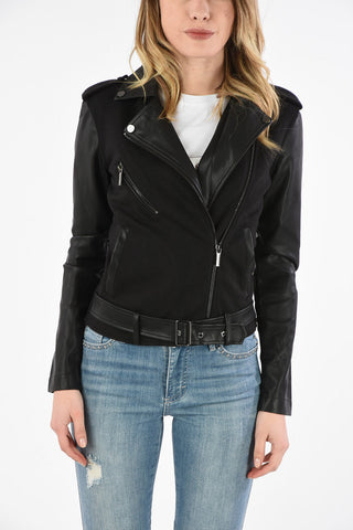 vARMANI EXCHANGE Biker Jacket with Belt And Ecoleather Details