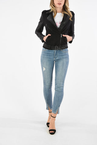 vARMANI EXCHANGE Biker Jacket with Belt And Ecoleather Details