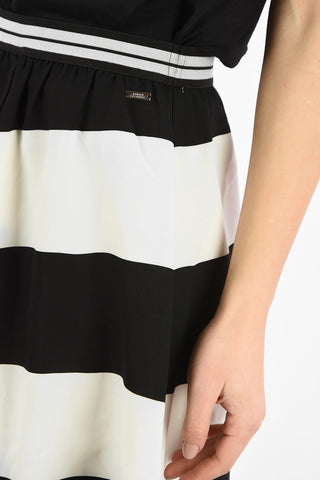 ARMANI EXCHANGE Drawstring Striped A-Line Skirt
