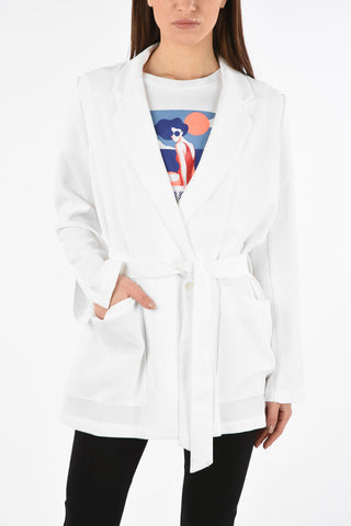 ARMANI EXCHANGE Twill Single Breasted Blazer with Belt