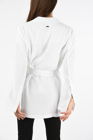 ARMANI EXCHANGE Twill Single Breasted Blazer with Belt