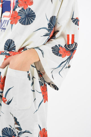 ARMANI EXCHANGE Floral-Print Kimono with Belt